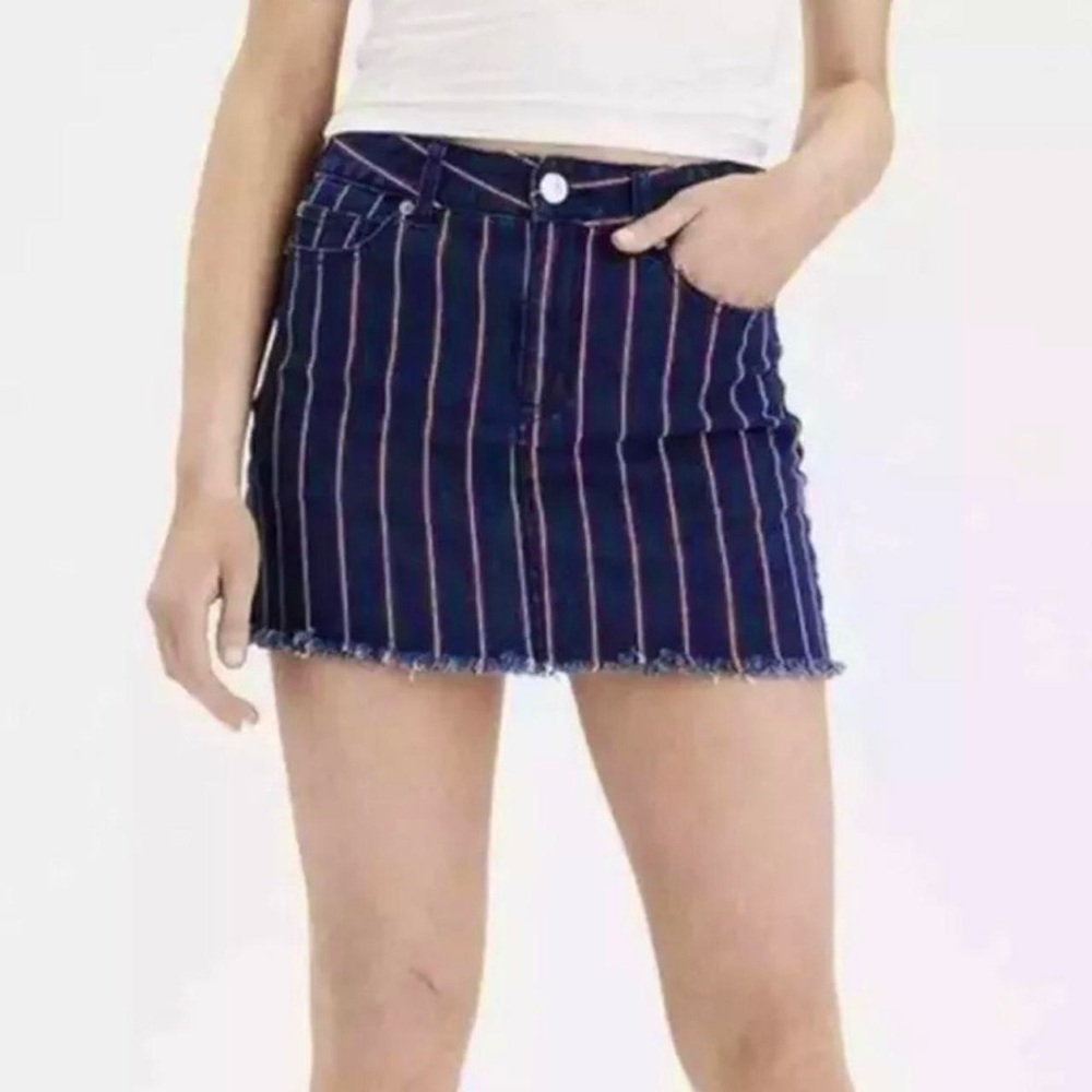 New American Eagle Outfitters Hi-Rise Striped Denim Mini Skirt